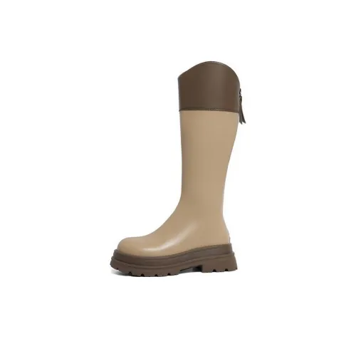 Белль Колено Высокие сапоги 5 см Женские Хаки Черный