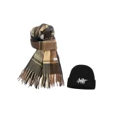 2 пачки (вязаная шапка + шарф кофейного цвета)