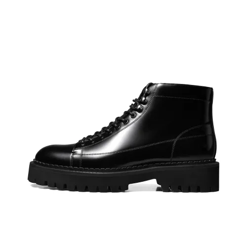 THOM WILLS Британский стиль Блестящий Повседневные ботинки Короткий Мартин Ботинок Мужской Черный