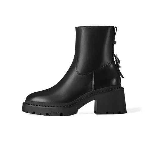 Пепельный Newton Коллекция Грубый каблук Боковая молния Ботильоны Женские Черный