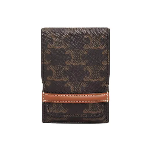 CELINE Triomphe Холст Телячья кожа Сумка Аксессуар Унисекс Рыжевато-коричневый