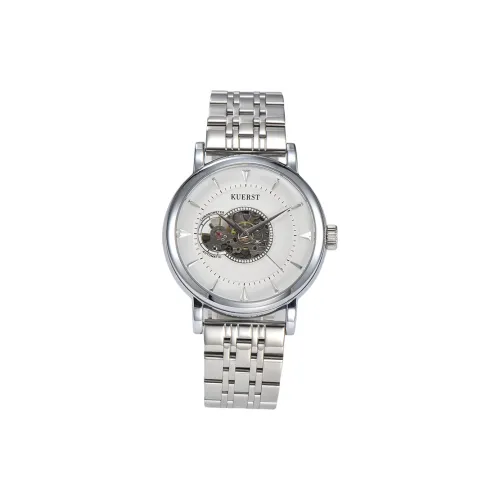KUERST Автоматический Механический Механизм Стальной Ремешок Часы Мужские Часы С Черепным Циферблатом