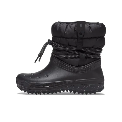 Crocs Classic Clog Теплоизоляционные противоскользящие Crew Сноубутсы Женские Черные