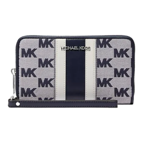 MICHAEL KORS Jet Set Travel Хлопок Клатч Кошелек Большой Женский Морской Синий