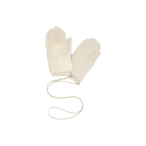 FENDI Полиамид Lambskin Кашемир Шерсть Вязаные перчатки из овечьей кожи Женские Белые