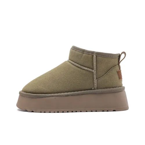 Mengsai Slip-resistant Short Snow Boots Women's Antelope Brown