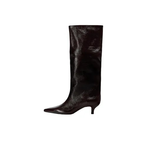 ZARA Женские высокие сапоги до колена, красного цвета