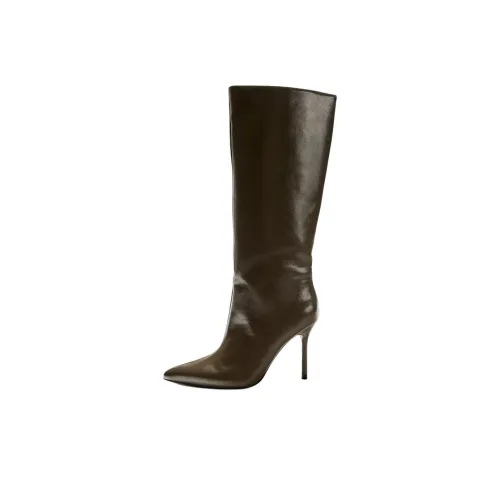 ZARA Женские высокие сапоги до колена, зеленые