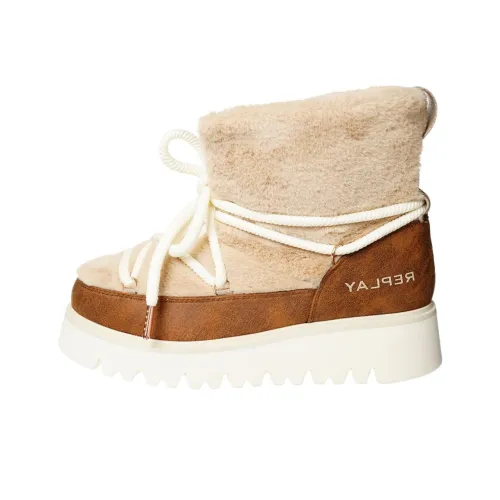 REPLAY Melrose Термические Короткие Снежные Ботинки Женские Коричнево-Бежевые