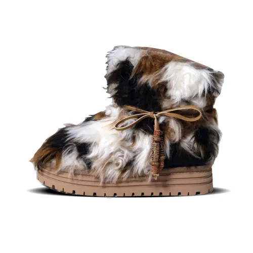 EYGPAP THREE Цветочный дизайн Кошка Белый Outfit с Ворсистая Обувь Crew Сноубутсы Женские