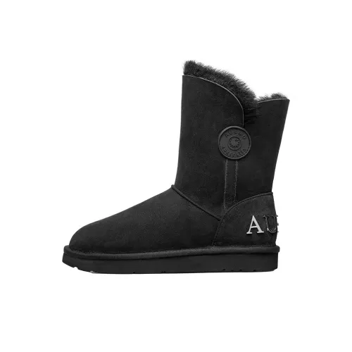 AU MU Shearling Thermal Slip-Resistant Coated Crew Snow Boots Women's Black AU MU Овчина Термический Противоскользящий Покрытие Crew Сноубутсы Женские Черные