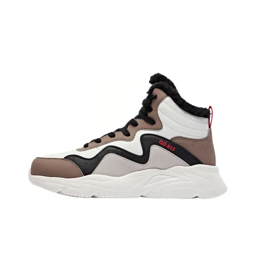 QIAODAN Противоскользящий устойчивый к истиранию высокий топ спортивная повседневная обувь для мужчин белый серый коричневый