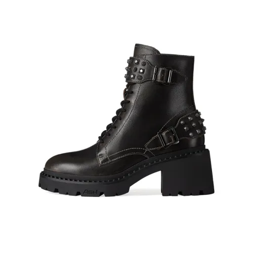 Пепельный Ninja Коллекция Квадратный каблук Боковая сторона Zip Мартин Ботинок Прилив Женские Черный Бронза