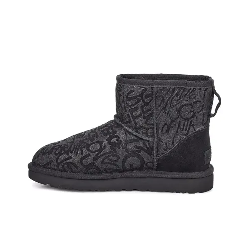 UGG CLASSIC MINI Sparkle Graffiti Thermal Short Snow Boots Women's Black