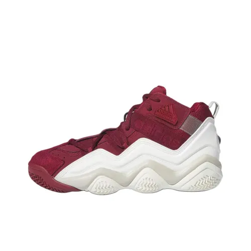 Adidas Top Ten Slip-resistant Abrasion-resistant MID Топ Винтажные баскетбольные кроссовки Мужской Бордовый Белый