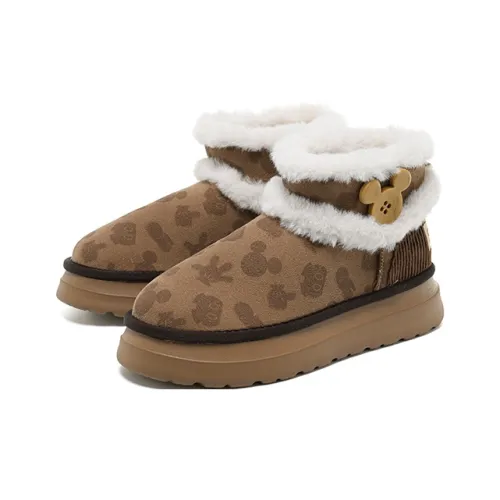 Disney x OLD ORDER Термостойкий Увеличивающий Высоту Противоскользящий Короткий Сотрудничество Снежные Ботинки Унисекс Коричневый