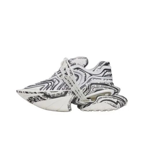 BALMAIN Unicorn Low Top Sneakers с толстой подошвой Женские Черный Белый