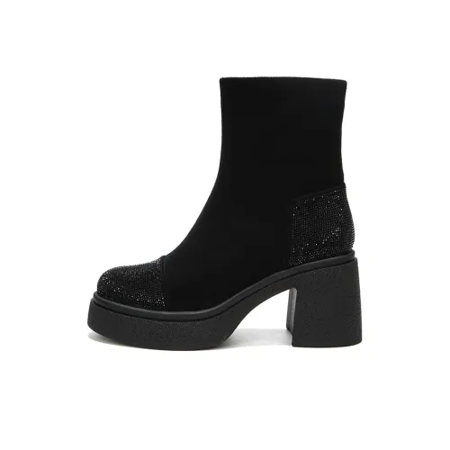 WEISHIBANGWEI Ботильоны 7CM Женские Черные