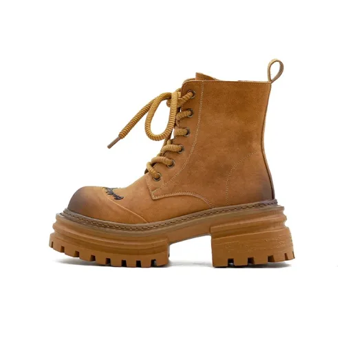 Little Sue Эксклюзивный дизайн модный на открытом воздухе ботильоны короткие Big Head Мартинсы женские