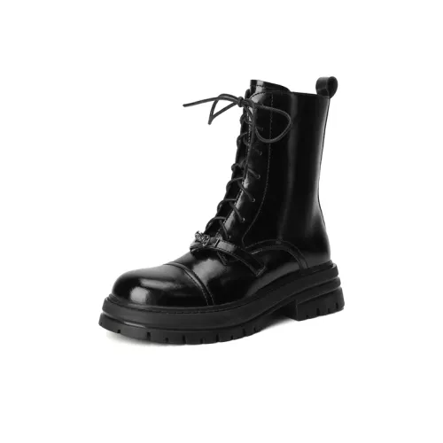 Высококачественная ручная работа серия короткий средний голень ботинок Martin 5 см женский черный