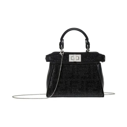 FENDI Peekaboo Suede Crossbody Bag Nano Women's Black FENDI Peekaboo Замша Сумка через плечо Нано Женская Черная