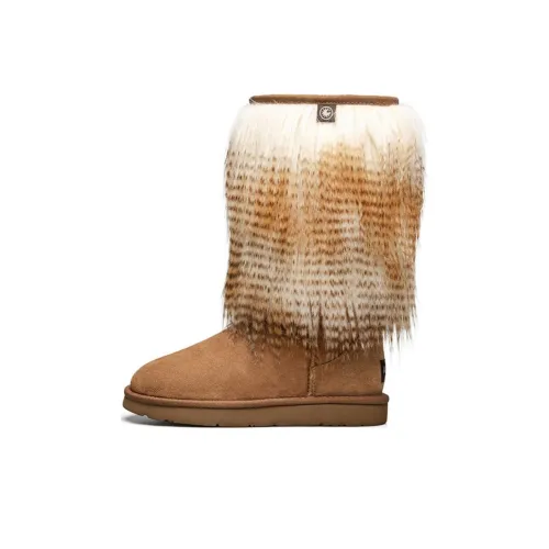 AU MU Термический противоскользящий ботинок для снега с высоким коленом женский каштановый