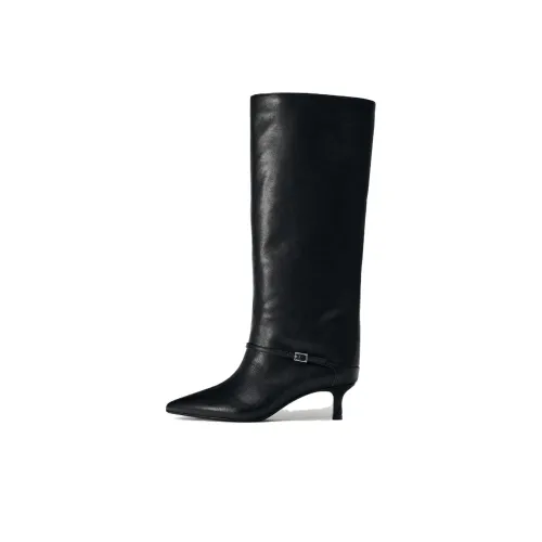 ZARA Женские высокие сапоги до колена, черные