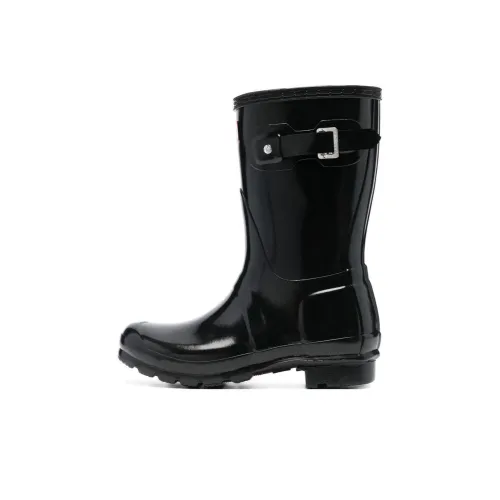 HUNTER Водонепроницаемые Устойчивые к истиранию Противоскользящие Резиновые сапоги Женские Черные