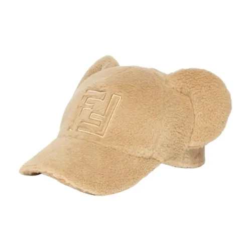 FENDI Cotton Polyester Wool Baseball Caps Men Beige