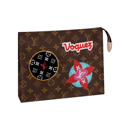 LOUIS VUITTON Холст и кожа Клатч Женские Коричневый