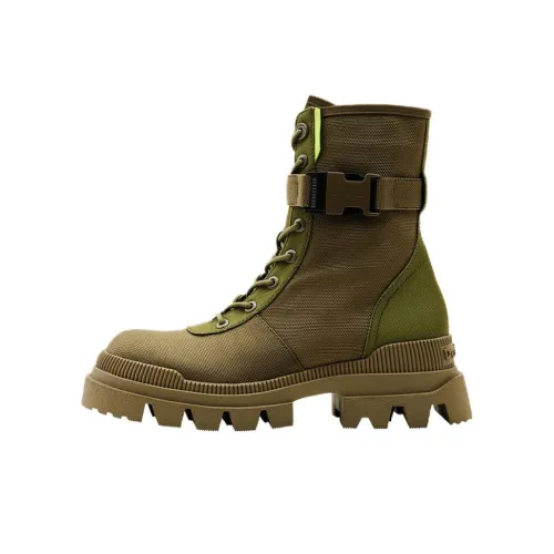 Desigual Колено Высокий Мартин Ботин Женские Армейский Зеленый