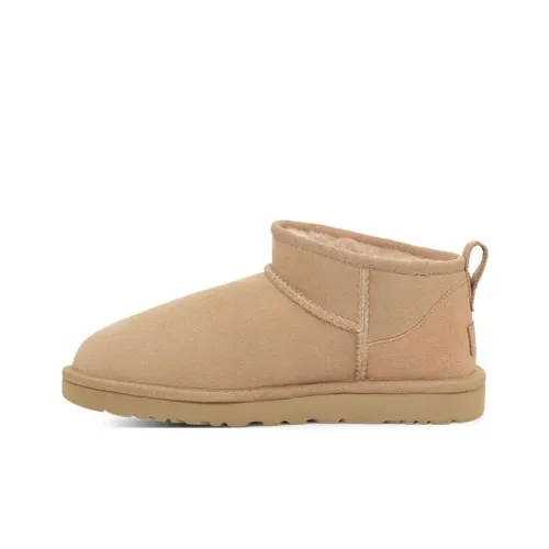 UGG CLASSIC ULTRA MINI Термостойкие ботинки для снега женские светлый тауп длина до щиколотки