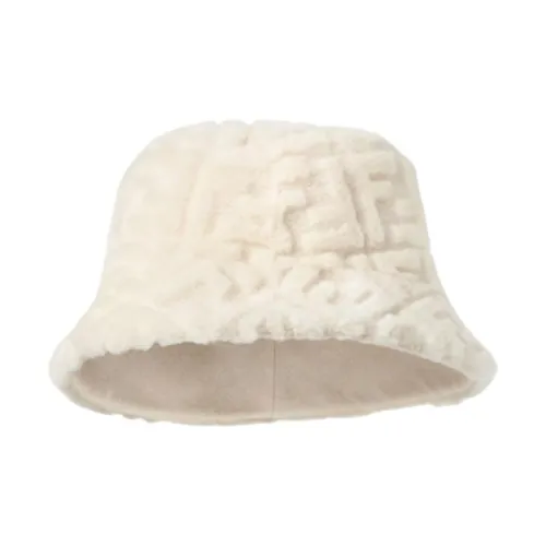 FENDI Шерсть Овечья шкура Трава Хлопок Кашемир Волокно Резина Шляпы ведра Женские Белые