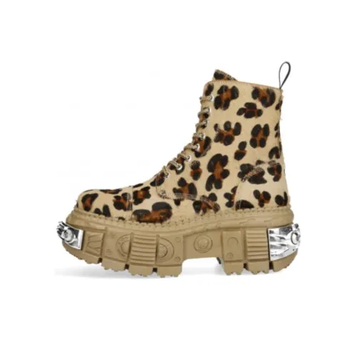 NEW ROCK Короткий ботинок Martin высота 10 см унисекс леопардовый коричневый