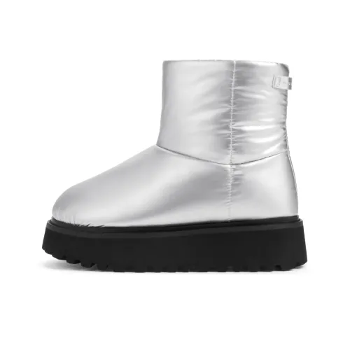 CHARLES KEITH Маленький Ck Термостойкий Противоскользящий Короткий Сноубутсы Женские Серебристый Черный Текстурированный