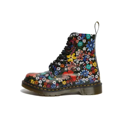 Dr.Martens 1460 Pascal Цветочный Кружево Короткий Мартин Ботинок Женские Черный Многоцветный