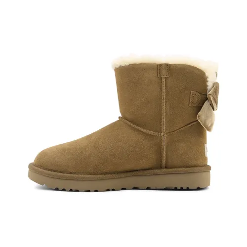 UGG Bailey Bow Вязаные шерстяные ботинки с бархатной лентой термическая подкладка устойчивые к истиранию короткие женские каштаново-коричневые