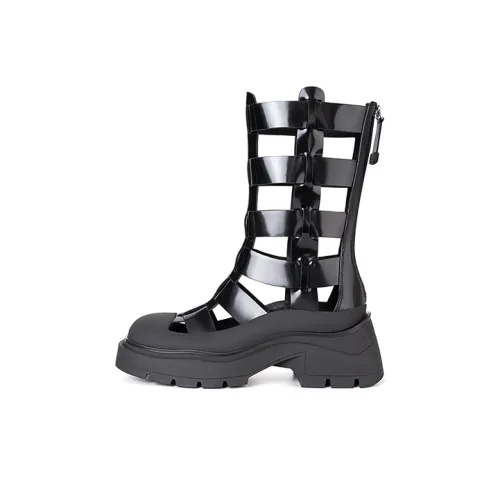 BREAD TREE MID Голень Ботинки Женские Блестящий Черный