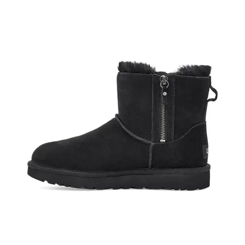 UGG CLASSIC MINI Двойной Zip Теплоизоляционный Водонепроницаемый Покрытие Короткие Снежные Ботинки Женские Черные