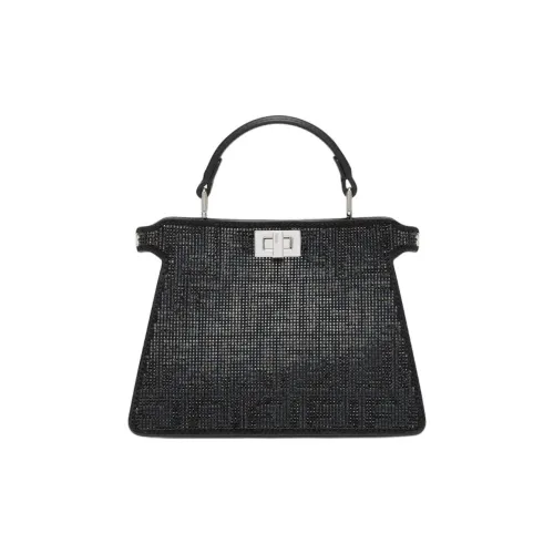 FENDI Peekaboo ISeeU Замша Одно плечо Сумка Маленькая Женская Черная