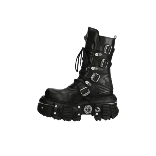 NEW ROCK Высокие сапоги на щиколотку 9 см унисекс черный