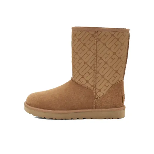 UGG CLASSIC SHORT Теплый Износостойкий Противоскользящий Покрытие Crew Сноубутсы Женские Каштановый