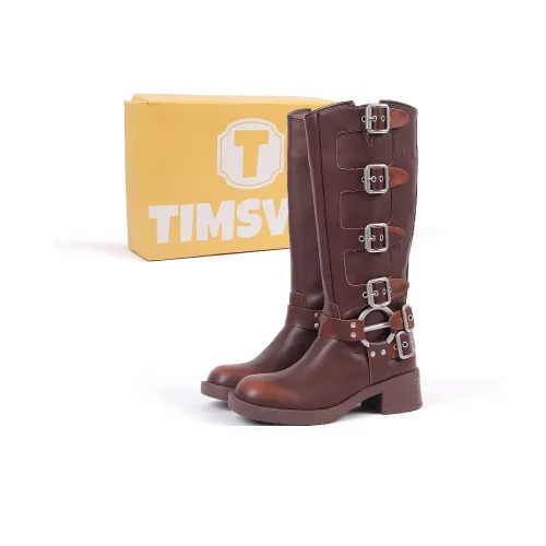 TIMSVOL Женские высокие сапоги на колено коричневые