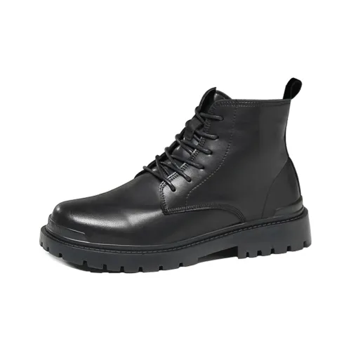 WEISHIBANGWEI Короткий Мартин Ботинок Средний Каблук Мужской Черный