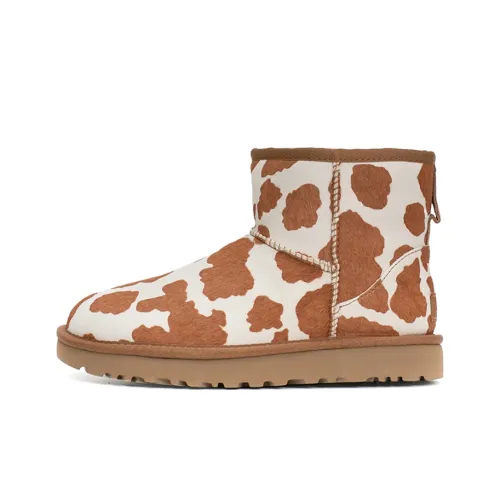 UGG Корова Узор Повседневный Мини Теплый Износостойкий Противоскользящий Покрытие Короткий Женские Песочный Каштановый