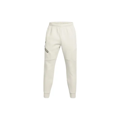 Under Armour Unstoppable FW24 Флис Joggers Вязаные Тренировочные Штаны Мужские Белый Верх Черный