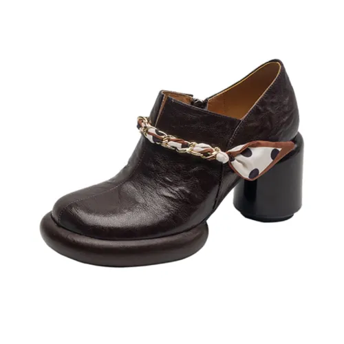 EASTTATALL Женские Британский стиль Грубый каблук Водонепроницаемая платформа Без подкладки Ботильоны 8 см Женские