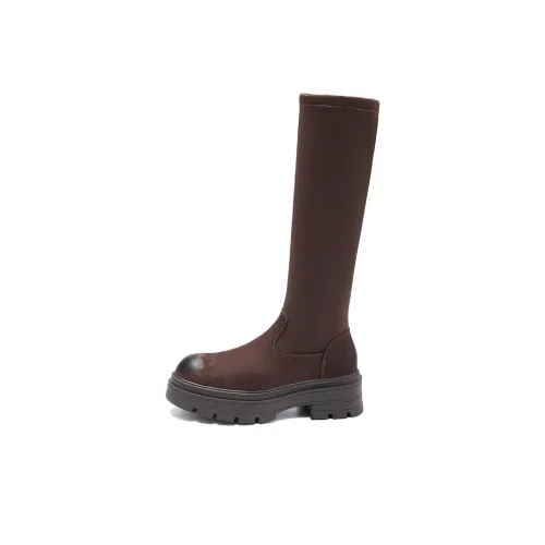 BAIJIHONG Высокие сапоги на каблуке 5 см Женские