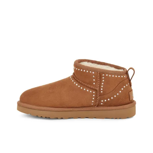 UGG CLASSIC ULTRA MINI Bling Теплый противоскользящий покрытие ботинки для снега женские каштаново-коричневые