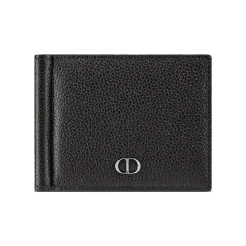 DIOR Коровья кожа чековая ткань зажимка кошелек держатель для карт мужской черный